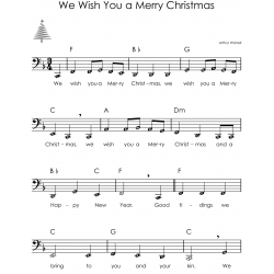 Christmas Tuba Easy Sheet Music with Letters for Beginners