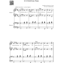 Piano Duets Sheet Music - Christmas Collection: 20 Easy Songs for Beginners and Early Intermediate Players, One Piano Four Hands