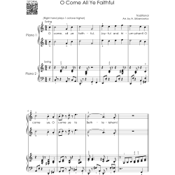 Piano Duets Sheet Music - Christmas Collection: 20 Easy Songs for Beginners and Early Intermediate Players, One Piano Four Hands