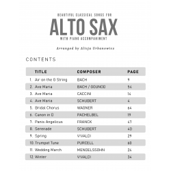 Beautiful Classical Songs for ALTO SAX with Piano Accompaniment