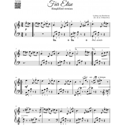 Fur Elise Beethoven Sheet Music for Piano Simplified Full Version and Original