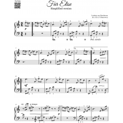 Fur Elise Beethoven Sheet Music for Piano Simplified Full Version and Original